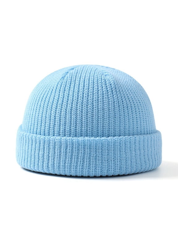 Acrylic Lightweight Warm Beanie, Roll-Up Edge Fisherman Watch Cap
