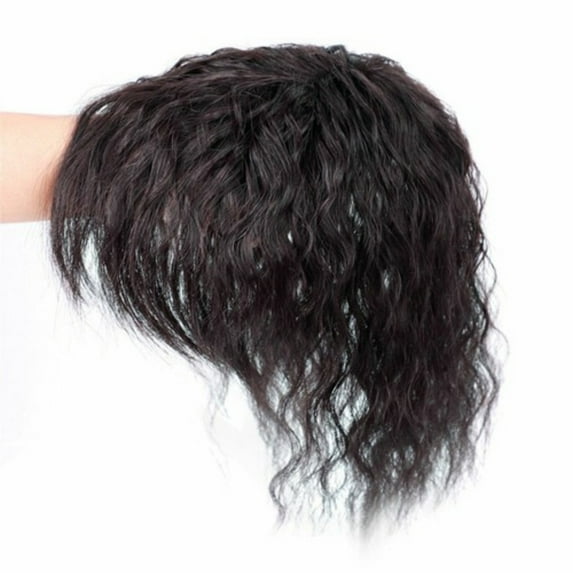 Becikitc Curly Clip-in Human Hair Topper, 100% Real Hair Toupee Hairpiece for Women with Natural Volume