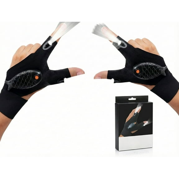 Becikitc Flashlight Gloves, Rechargeable LED Work Gloves with Light, Black, Multiple Pack Options