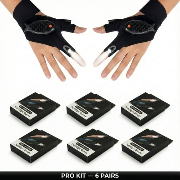 Becikitc Flashlight Gloves, Rechargeable LED Work Gloves with Light, Black, Multiple Pack Options