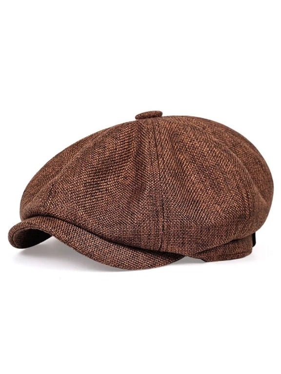 Men’s Herringbone Tweed Newsboy Cap, Vintage Flat Baker Boy Gatsby Hat