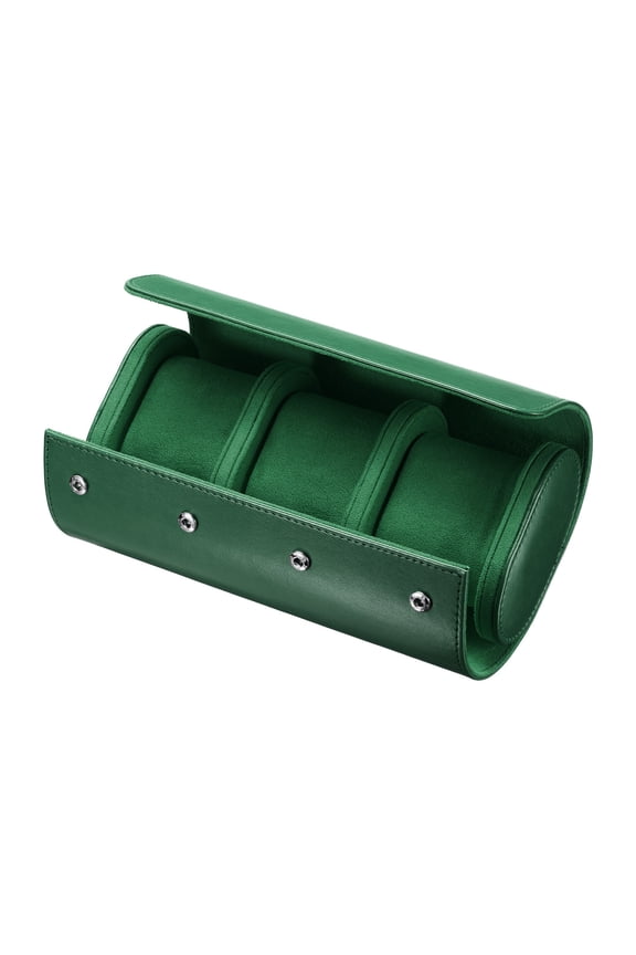 PU Leather Watch Travel Case for Men & Women, 3 Slot Green Portable Watch Storage Box Organizer