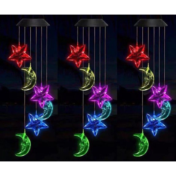 Becikitc Solar Wind Chime Lights Outdoor – LED Color Changing Hanging Lamp with Crystal Balls, Waterproof Garden Decor for Yard Patio