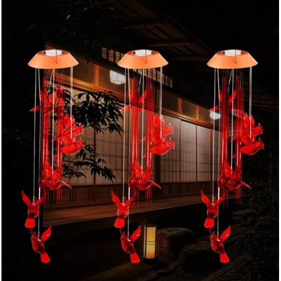 Becikitc Solar Wind Chime Lights Outdoor – LED Color Changing Hanging Lamp with Crystal Balls, Waterproof Garden Decor for Yard Patio