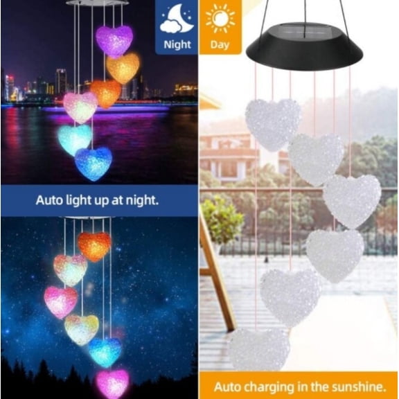 Becikitc Solar Wind Chime Lights Outdoor – LED Color Changing Hanging Lamp with Crystal Balls, Waterproof Garden Decor for Yard Patio