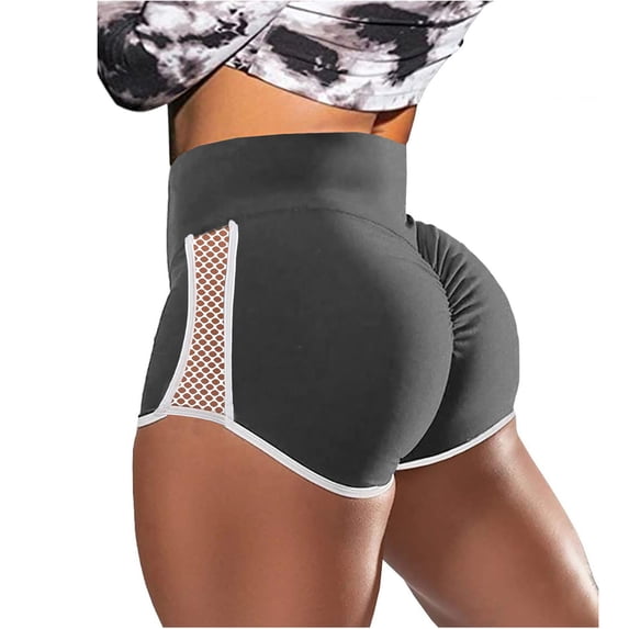 Becikitc Women's Ruched Waist Yoga Shorts Breathable Polyester Blend High-Waist Booty Workout Pants, 1 Pack