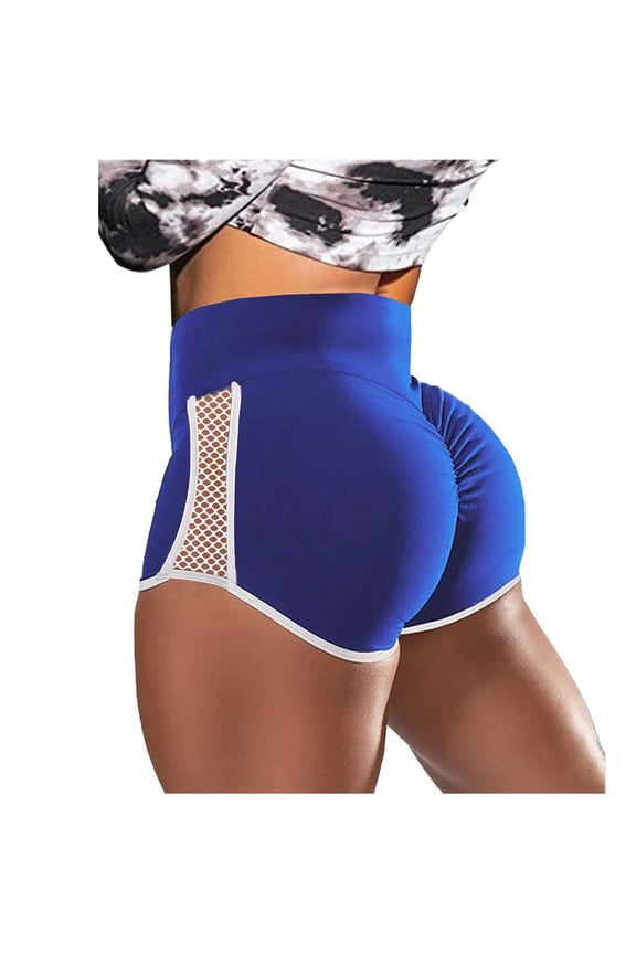 Women's Ruched Waist Yoga Shorts Breathable Polyester Blend High-Waist Booty Workout Pants, 1 Pack