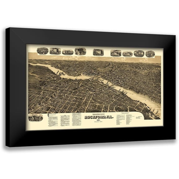 Beck 14x10 Black Modern Framed Museum Art Print Titled - Rockford Illinois - Beck 1891