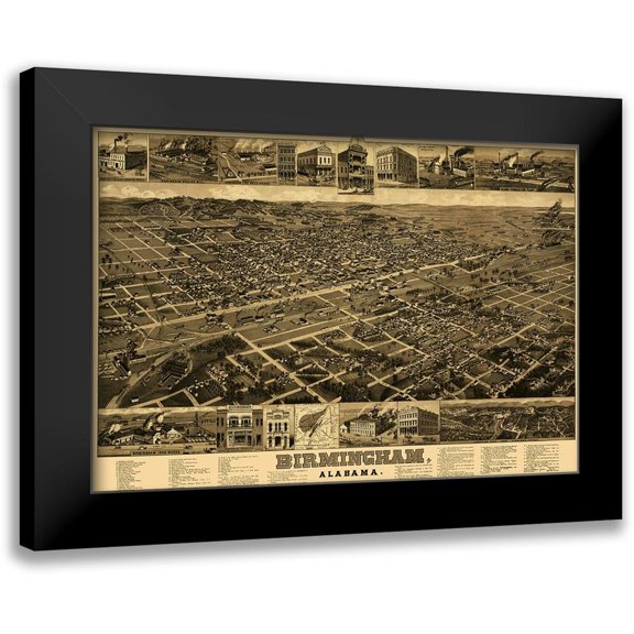 Beck 14x11 Black Modern Framed Museum Art Print Titled - Birmingham Alabama - Beck 1885