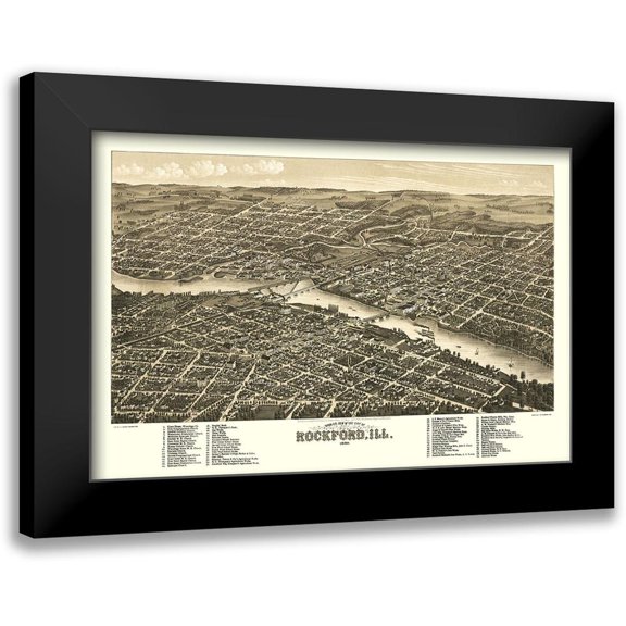 Beck 14x11 Black Modern Framed Museum Art Print Titled - Rockford Illinois - Beck 1880