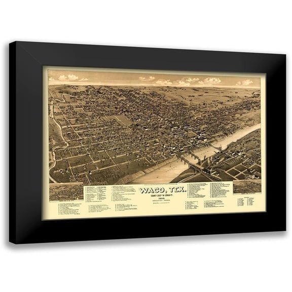 Beck 14x11 Black Modern Framed Museum Art Print Titled - Waco Texas - Beck 1886