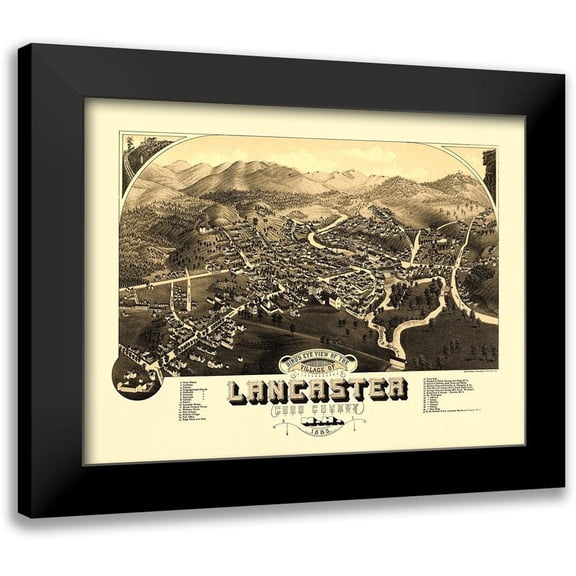Beck 14x12 Black Modern Framed Museum Art Print Titled - Lancaster New Hampshire - Beck 1883