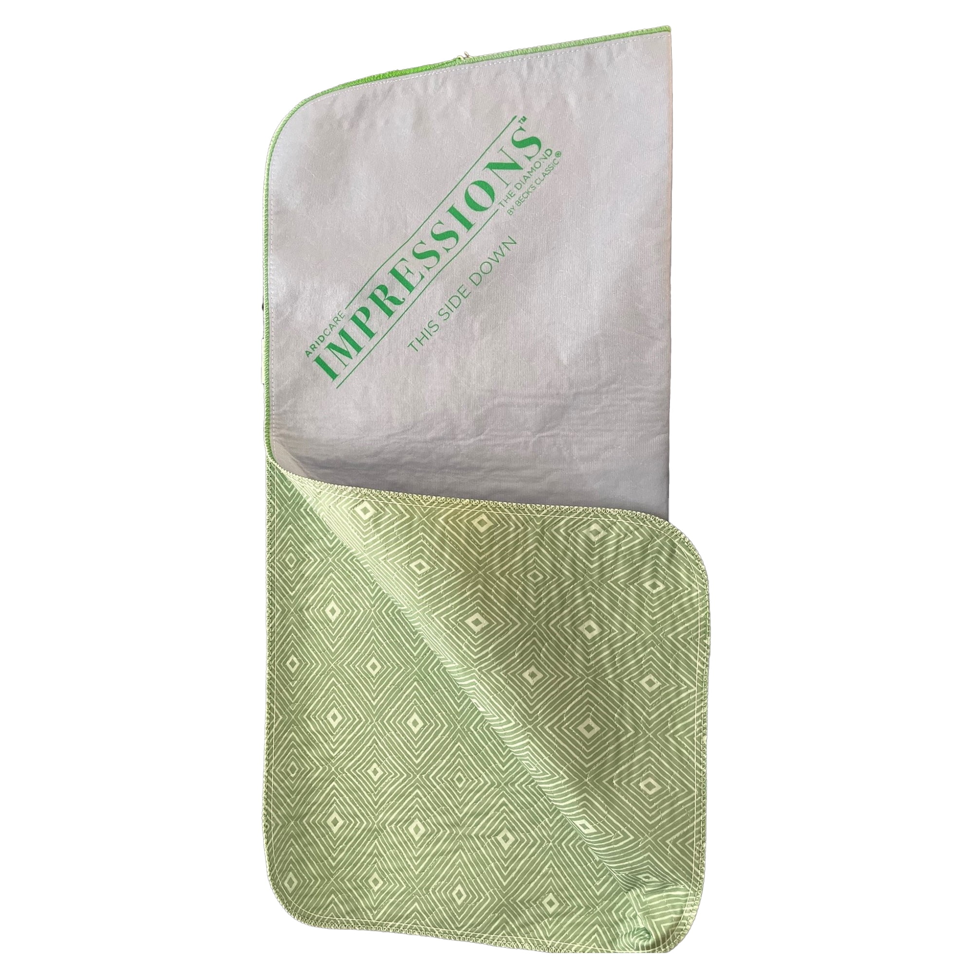 Green Quilted Reusable Bed Pad with Vinyl Barrier