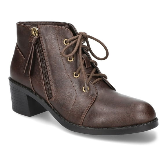 Becker by Easy Street Women's Block Heel Ankle Boots Color: Brown Size: 8.5 WIDE