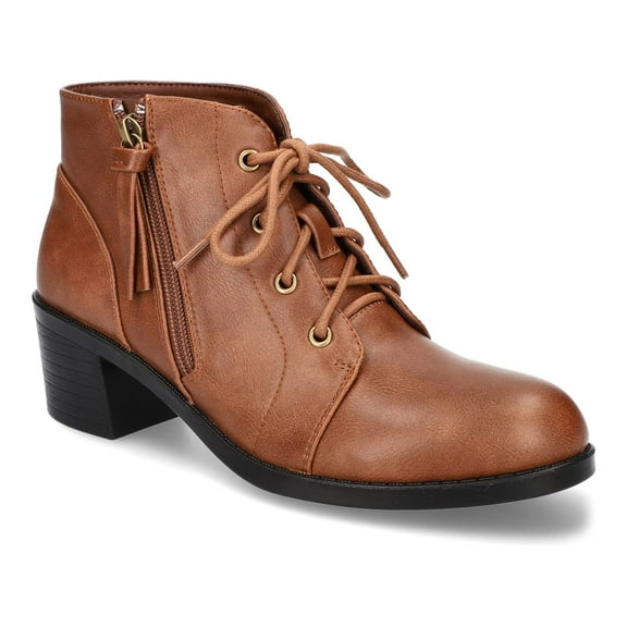 Becker by Easy Street Women's Block Heel Ankle Boots Color: Tan Size: 9