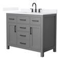 thumbnail image 1 of Beckett 42" Dark Gray Single Vanity & White Quartz Top (3-Hole) & Black Trim, 1 of 5