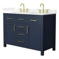 thumbnail image 1 of Beckett 48" Dark Blue Double Vanity & White Quartz Top (3-Hole) & Gold Trim, 1 of 5