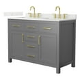 thumbnail image 1 of Beckett 48" Dark Gray Double Vanity & Giotto Quartz Top (3-Hole) & Gold Trim, 1 of 5