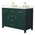 thumbnail image 1 of Beckett 48" Green Double Vanity & White Quartz Top (3-Hole) & Gold Trim, 1 of 5