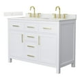 thumbnail image 1 of Beckett 48" White Double Vanity & Giotto Quartz Top (3-Hole) & Gold Trim, 1 of 5