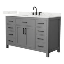 Beckett 54" Dark Gray Single Vanity & Giotto Quartz Top (3-Hole) & Black Trim