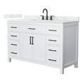 thumbnail image 1 of Beckett 54" White Single Vanity & Giotto Quartz Top (3-Hole) & Black Trim, 1 of 5