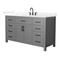 thumbnail image 1 of Beckett 60" Dark Gray Single Vanity & White Quartz Top (3-Hole) & Black Trim, 1 of 5
