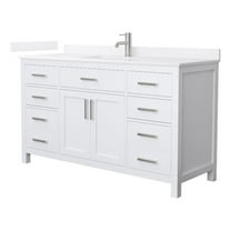 Beckett 60" White Single Vanity & White Quartz Top (1-Hole) & Nickel Trim