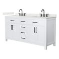 thumbnail image 1 of Beckett 66" White Double Vanity & Giotto Quartz Top (3-Hole) & Black Trim, 1 of 5
