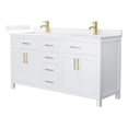 thumbnail image 1 of Beckett 66" White Double Vanity & White Quartz Top (1-Hole) & Gold Trim, 1 of 5