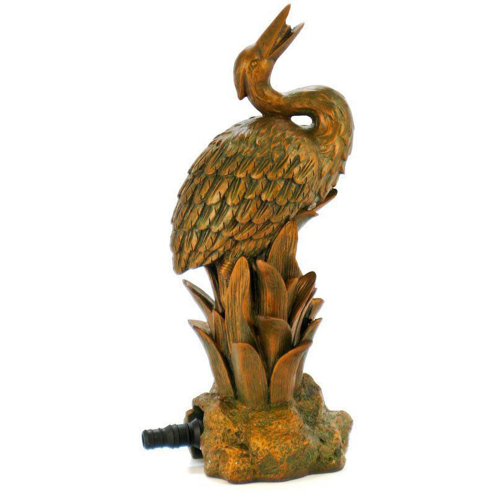 Bronze Crane Solar Powered Pond Water Spitter Statue