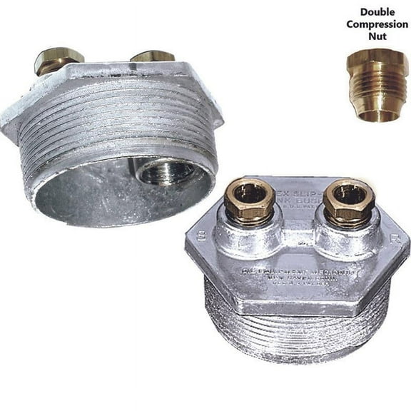 Beckett Duplex Tank Bushings 3-Way Tap (Double-Compression Nut) Complete with Fittings