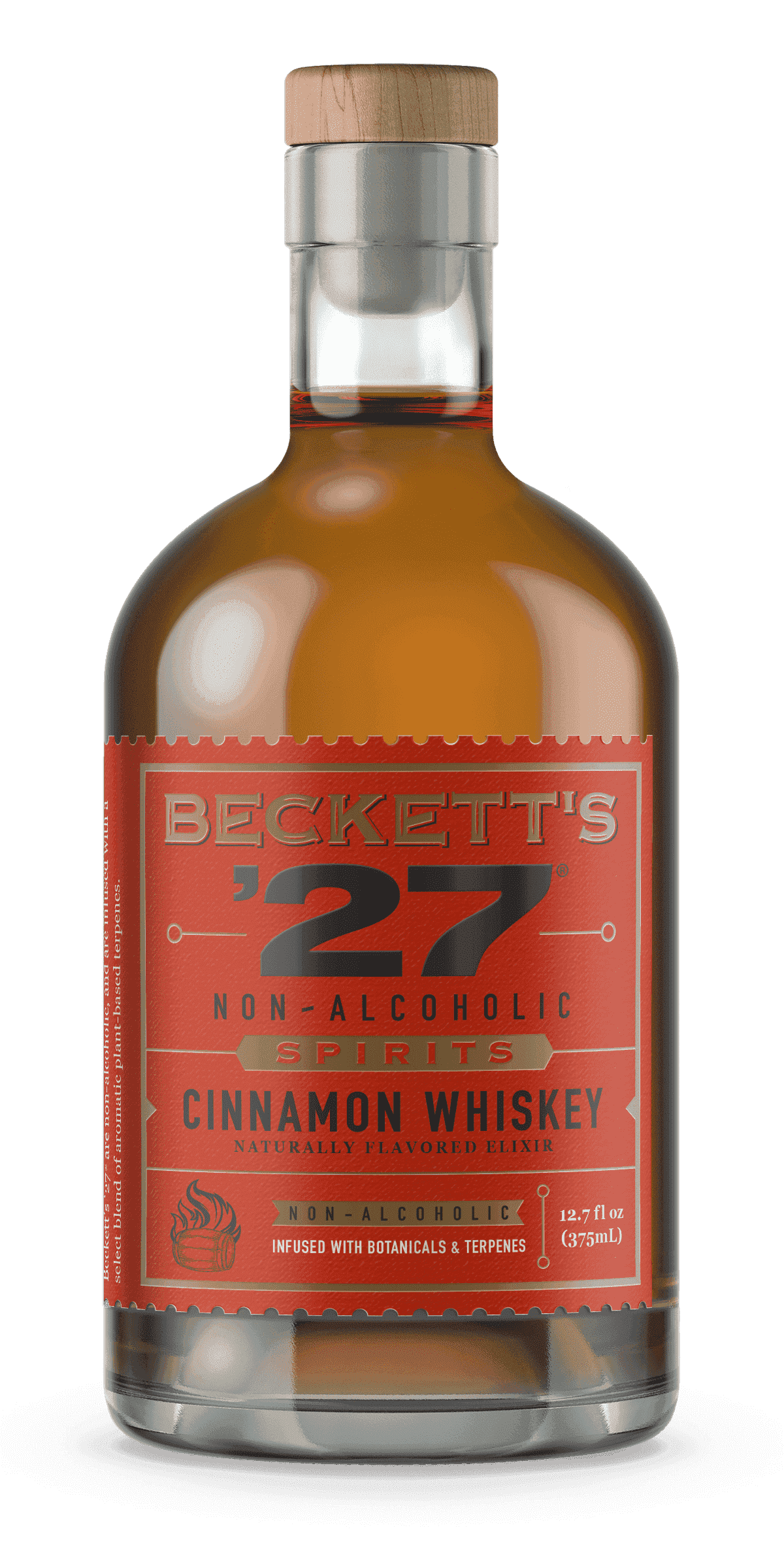 Beckett's '27 Cinnamon Whiskey Non-Alcoholic Spirit for Mocktails, 12.7 fl oz bottle