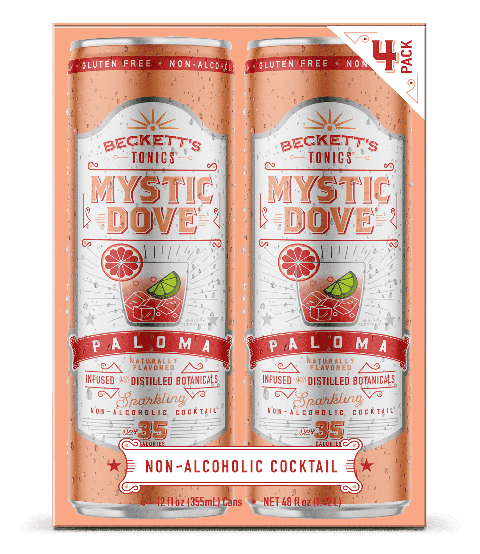Beckett's Grapefruit Paloma Non-Alcoholic Mocktail, 4 Pack, 12 oz cans, 0.0% alcohol