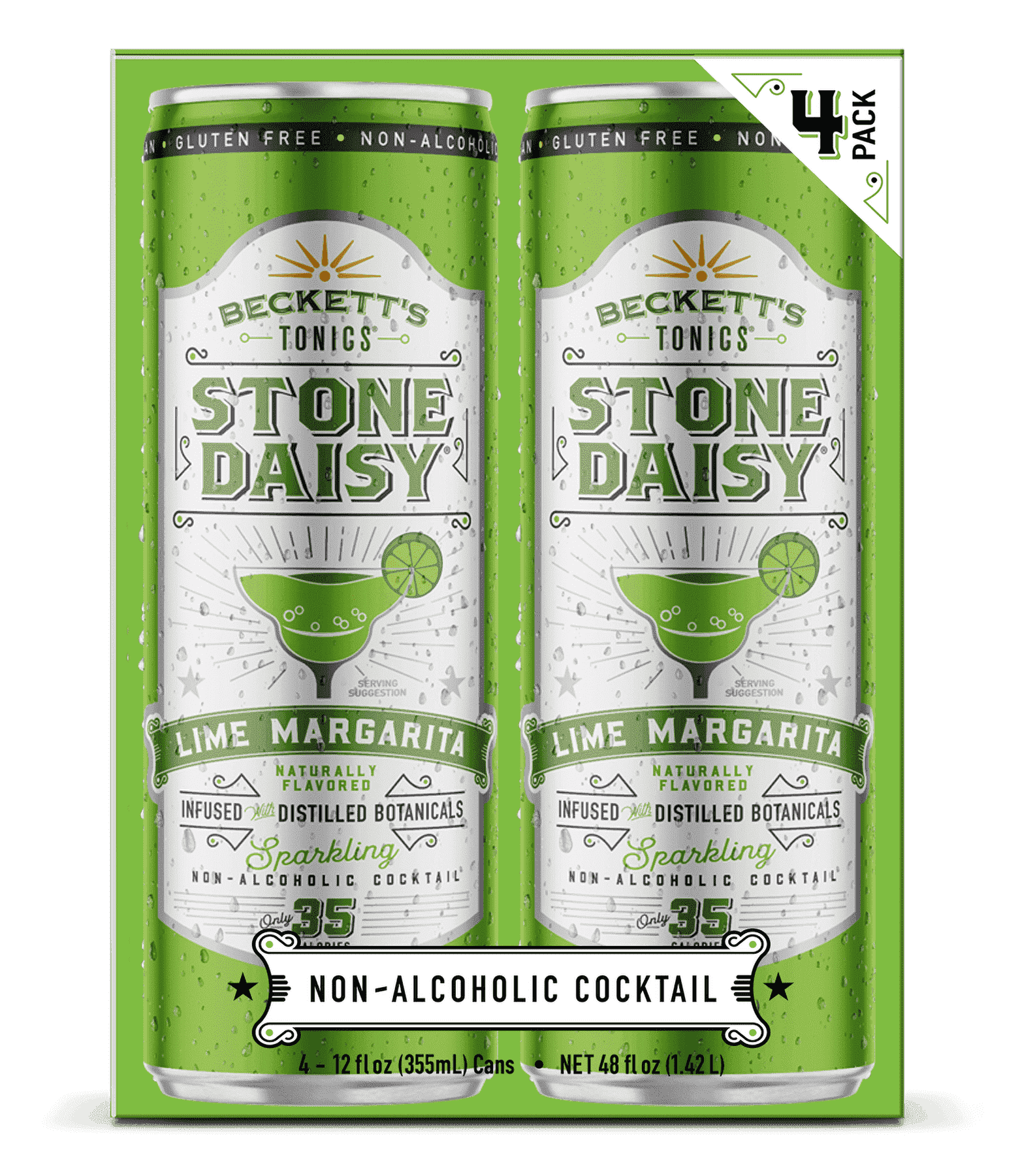 Beckett's Lime Margarita Non-Alcoholic Mocktail, 4 Pack, 12 oz cans
