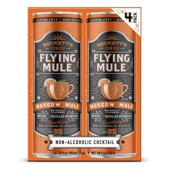 Beckett's Moscow Mule Award Winning Non-Alcoholic Mocktail, 4 Pack, 12 oz Cans