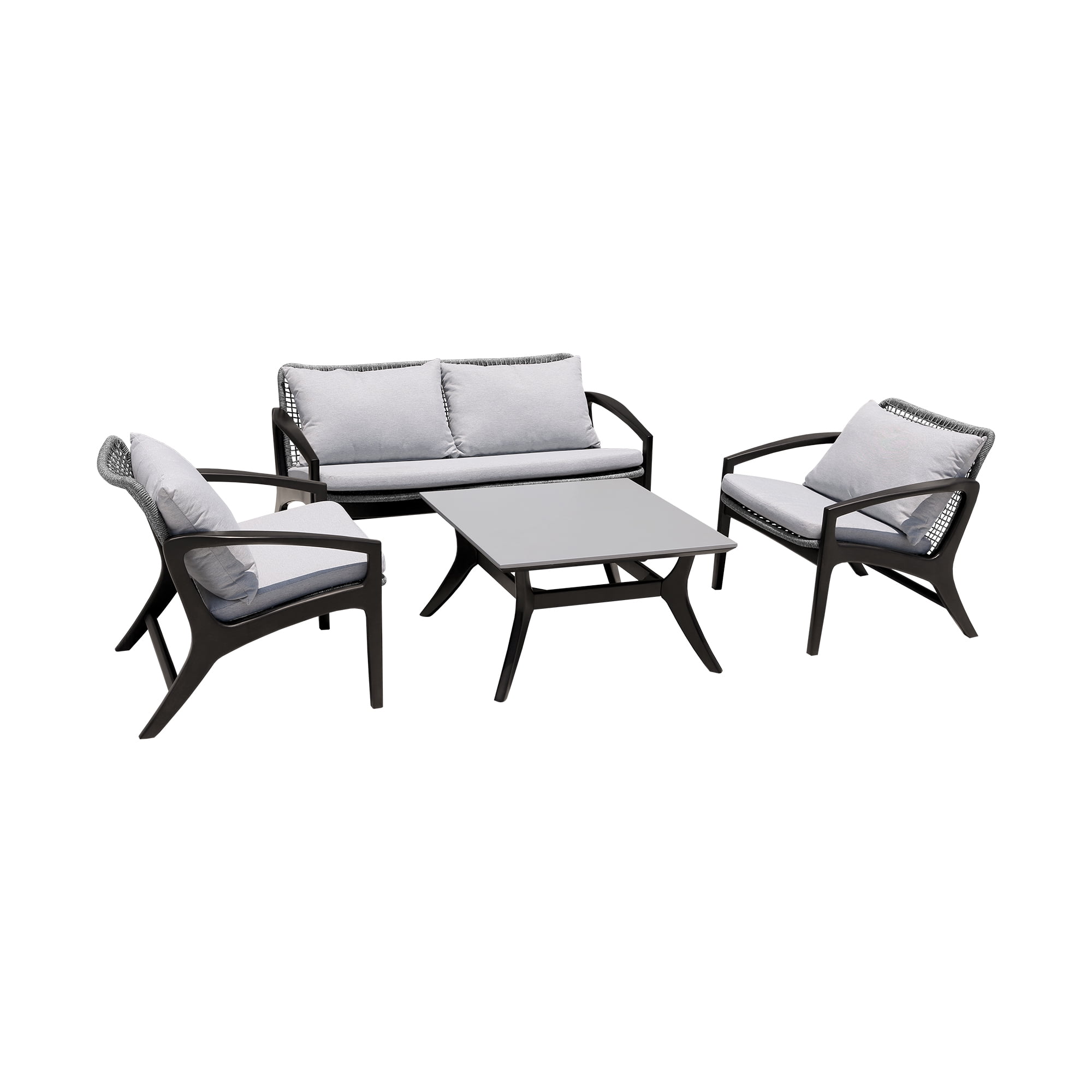 Beckham Dark Eucalyptus Wood Outdoor Sofa with White Cushions