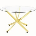thumbnail image 1 of Beckham Round Dining Table Brass and Clear, 1 of 4