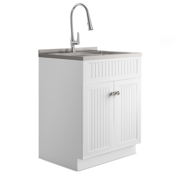 Simpli Home Beckham All-in-One 28-inch Utility Sink & Cabinet