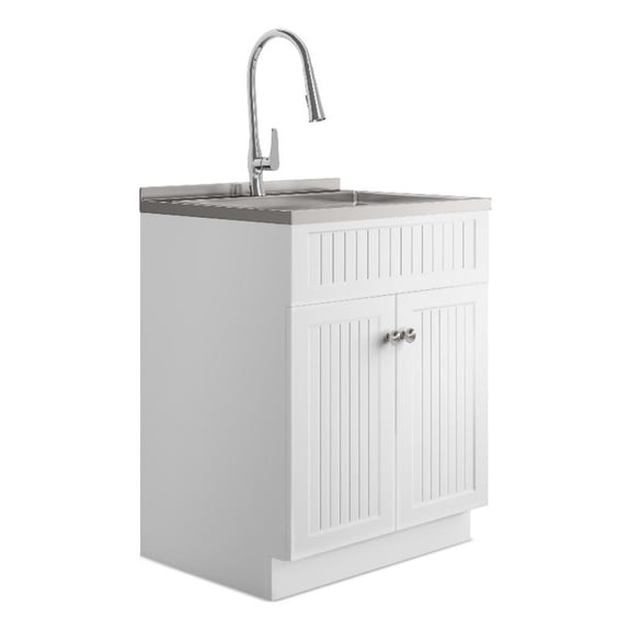 Simpli Home Beckham All-in-One 28-inch Utility Sink & Cabinet
