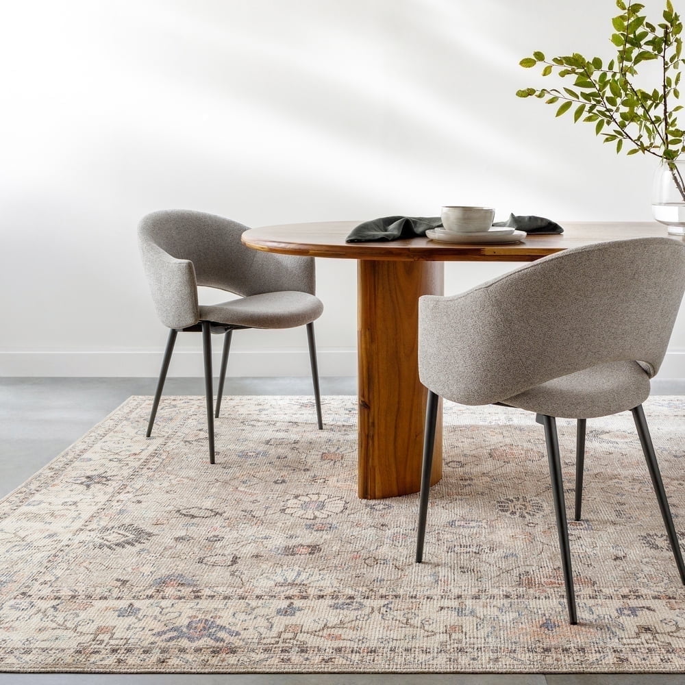 Davina Vintage-Inspired Gray Synthetic Area Rug 3'11" x 5'7"