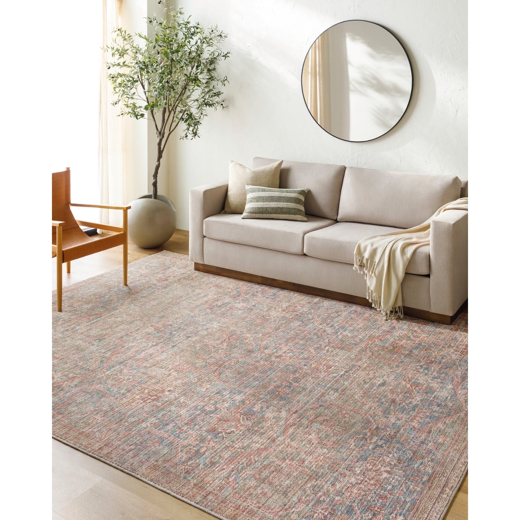 Marlene Vintage Beige and Multicolor Area Rug, 5'3" x 7'