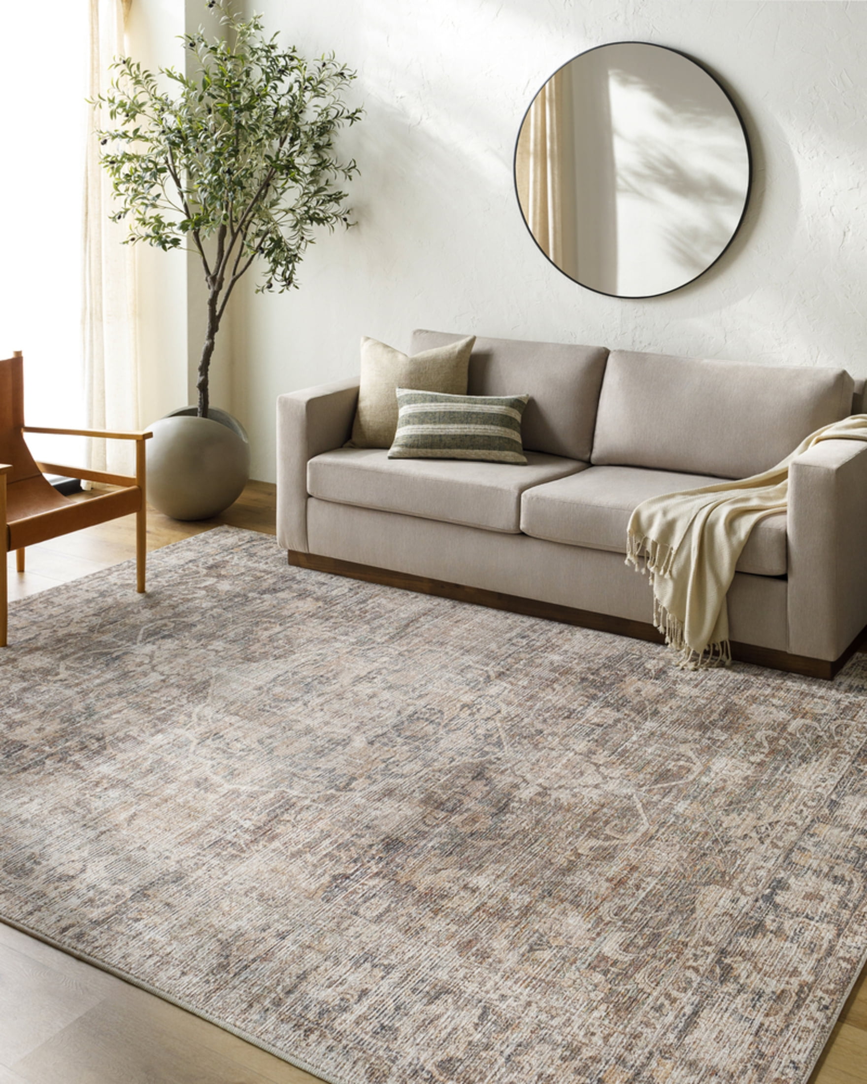 Marlene Dark Brown and Beige Synthetic Rectangular Area Rug