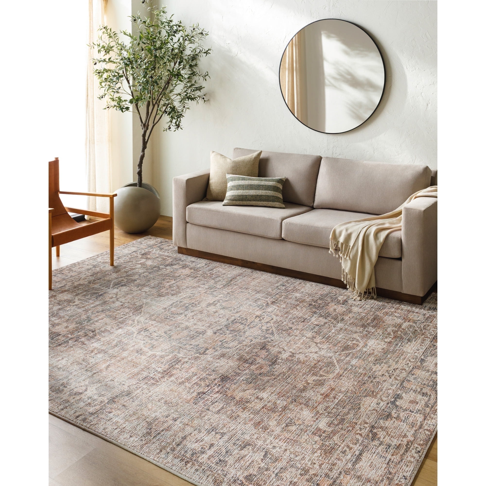 Marlene Vintage Medallion Black Synthetic Area Rug 5'2" x 7'