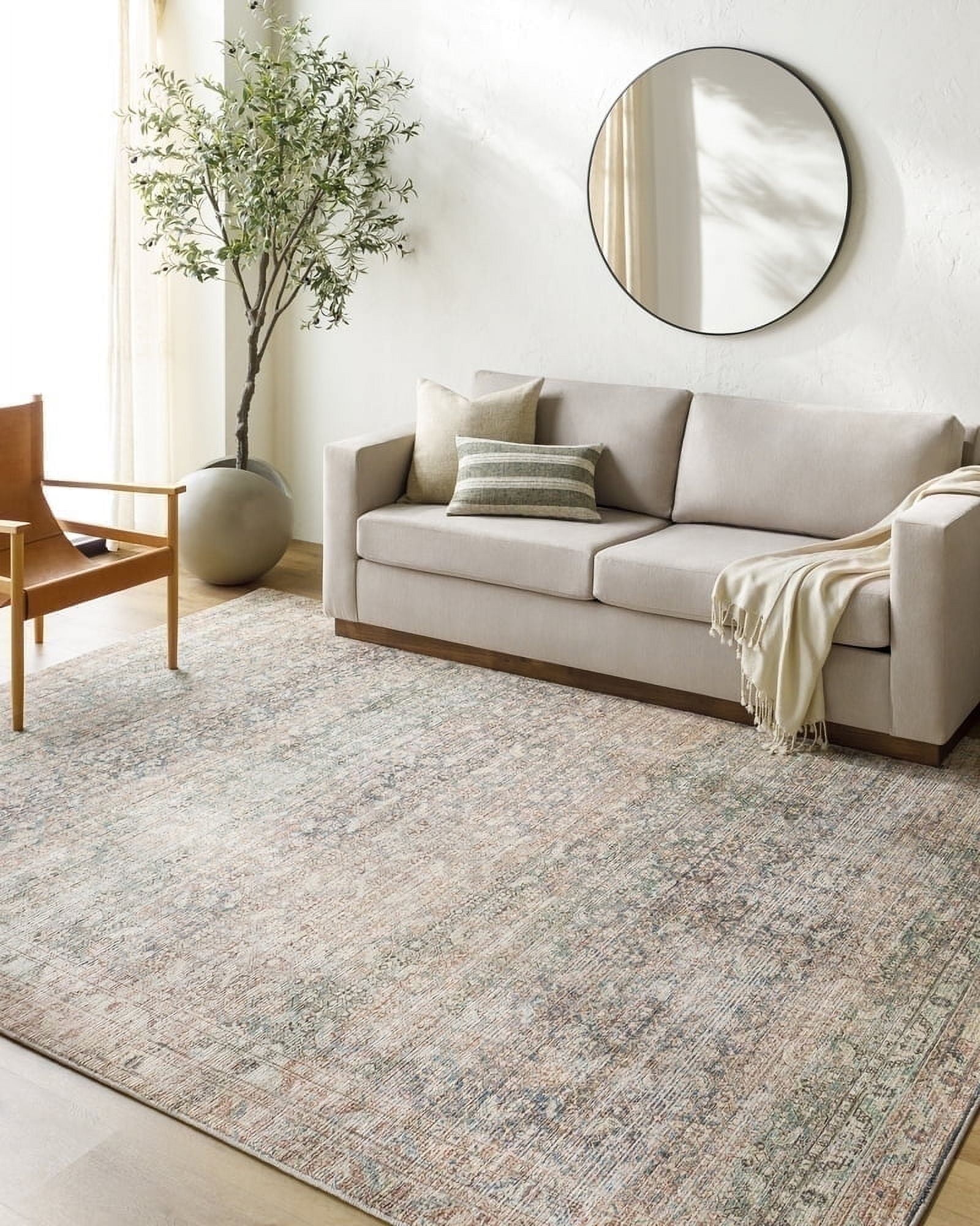 Marlene Vintage Blue-Green Synthetic 5'2" x 7' Area Rug