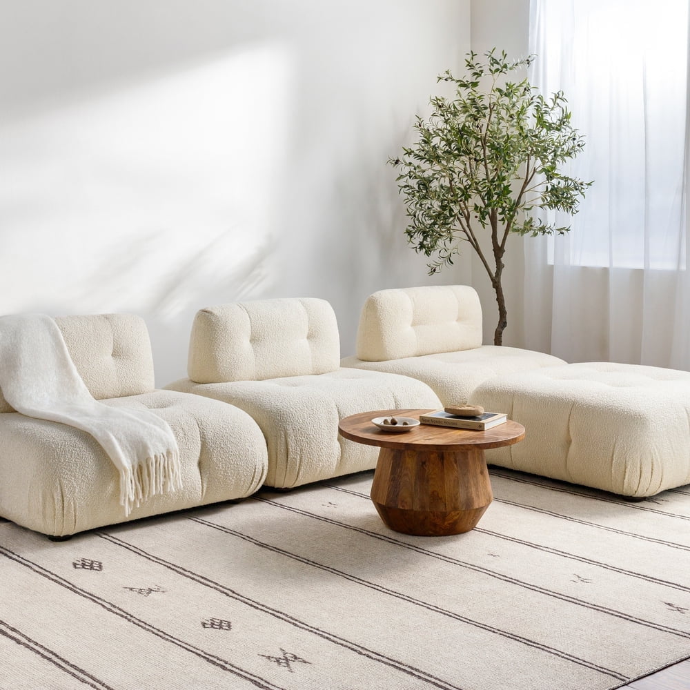 Becki Owens Vintage-Inspired Stripe Gray Synthetic Rug, 3'11" x 5'7"