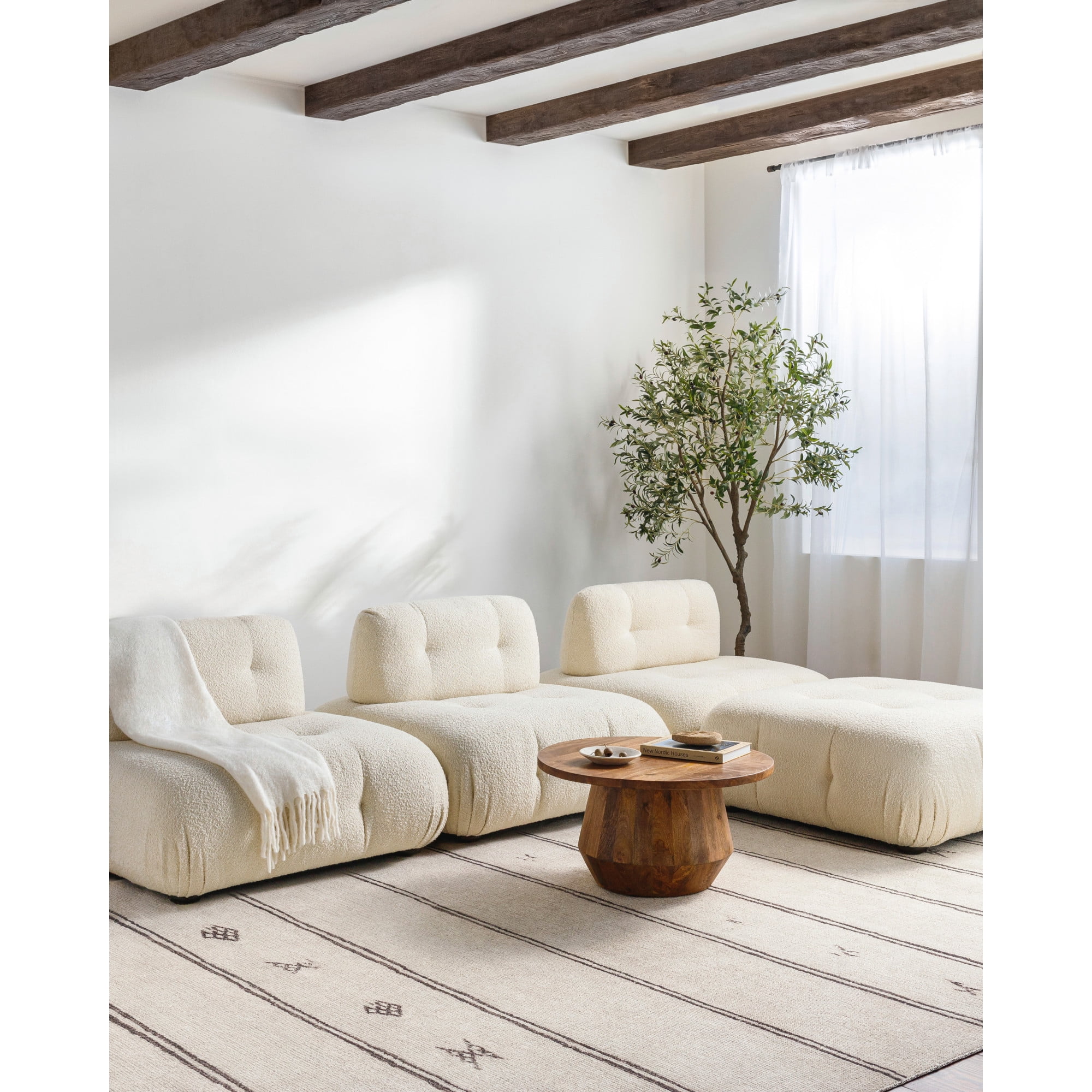 Becki Owens Vintage-Inspired Stripe Gray Synthetic Rug, 3'11" x 5'7"