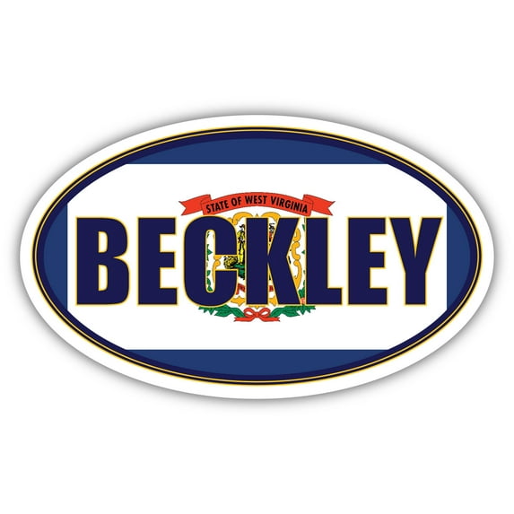 Beckley City West Virginia State Flag | WV Flag Raleigh County Oval State Colors Bumper Sticker Car Decal 3x5 inches