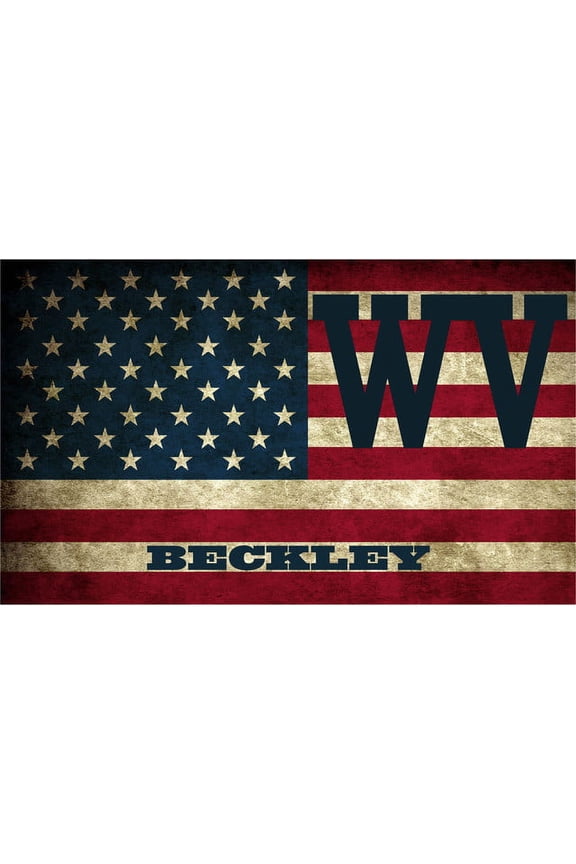 Beckley WV West Virginia Raleigh County Vintage US Flag Decal Bumper Sticker 3M Vinyl 3" x 5"