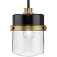 thumbnail image 1 of Beckner Collection One-Light Matte Black Clear Glass Urban Industrial Pendant Light, 1 of 9